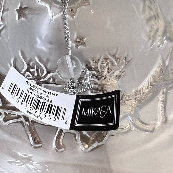 Mikasa Silent Night Frosted Glass Christmas Bell Ornament Santa Reindeer - Picture 3 of 4